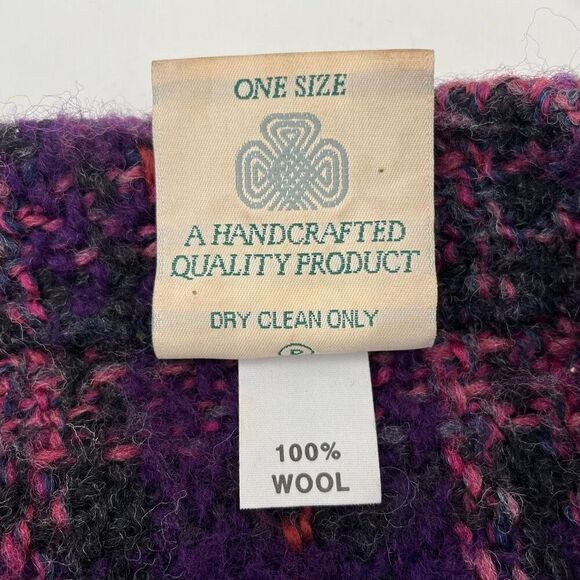 Boyne Valley Weavers Plaid Wool Coat Women's One Size Open Jacket Purple Ireland - Picture 7 of 8